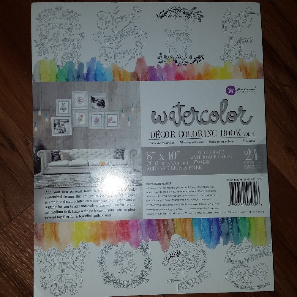 Watercolor Decor Coloring Book